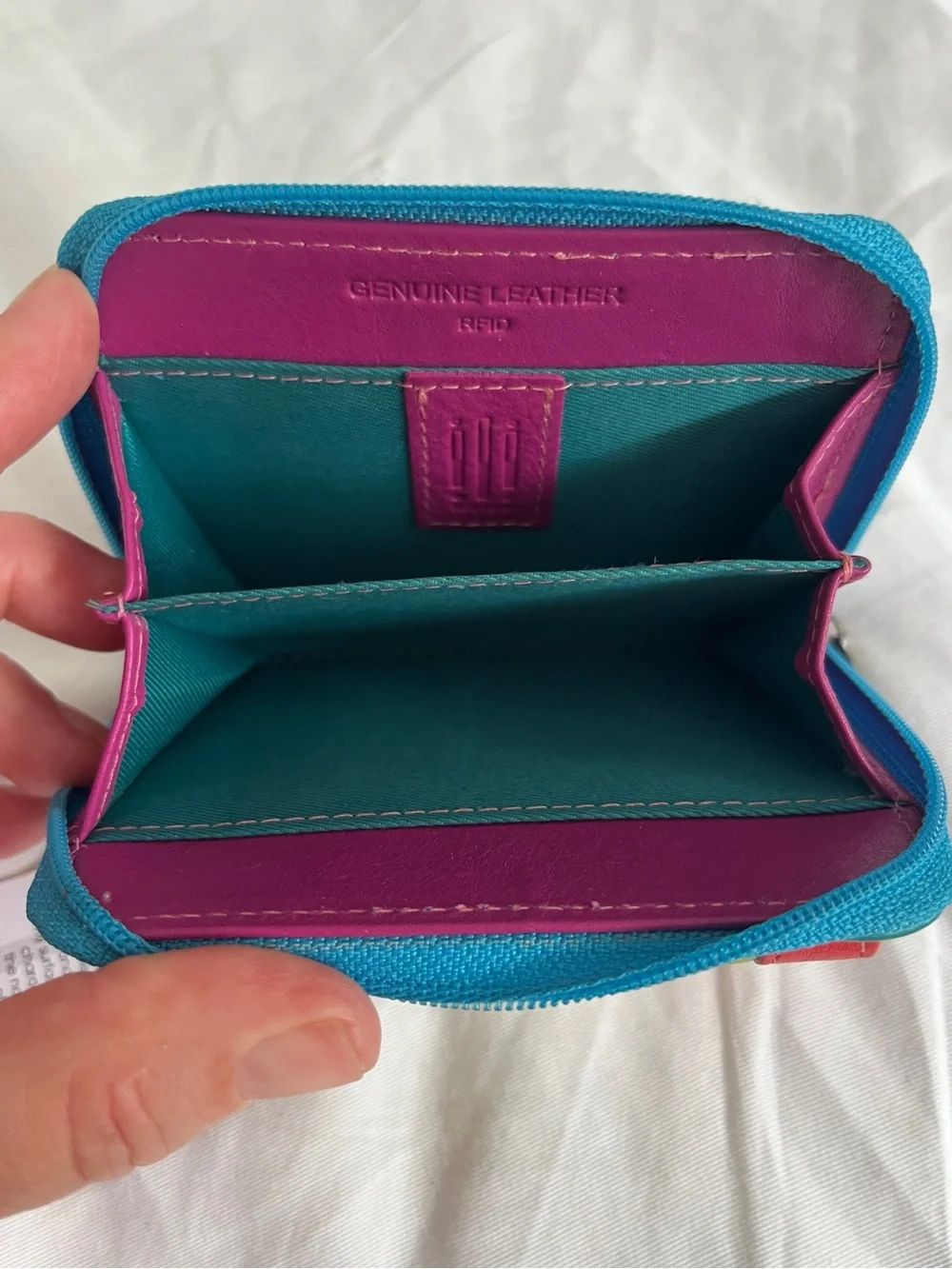 ILI New York Colorblock Zip Wallet in Pink, Red, Lime & Teal - NWT